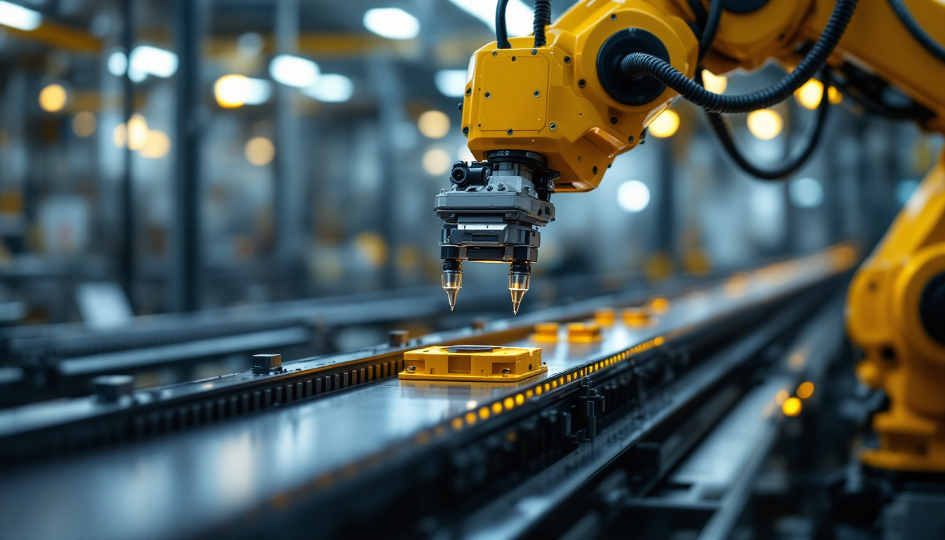 A photograph of a modern industrial robotic arm in action