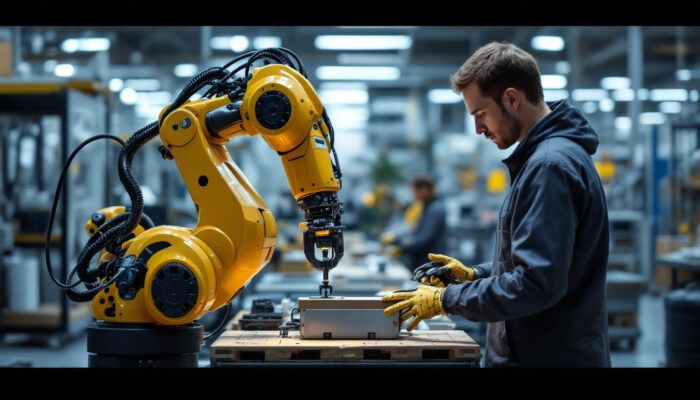 A photograph of capture a photograph of a universal robots cobot in action