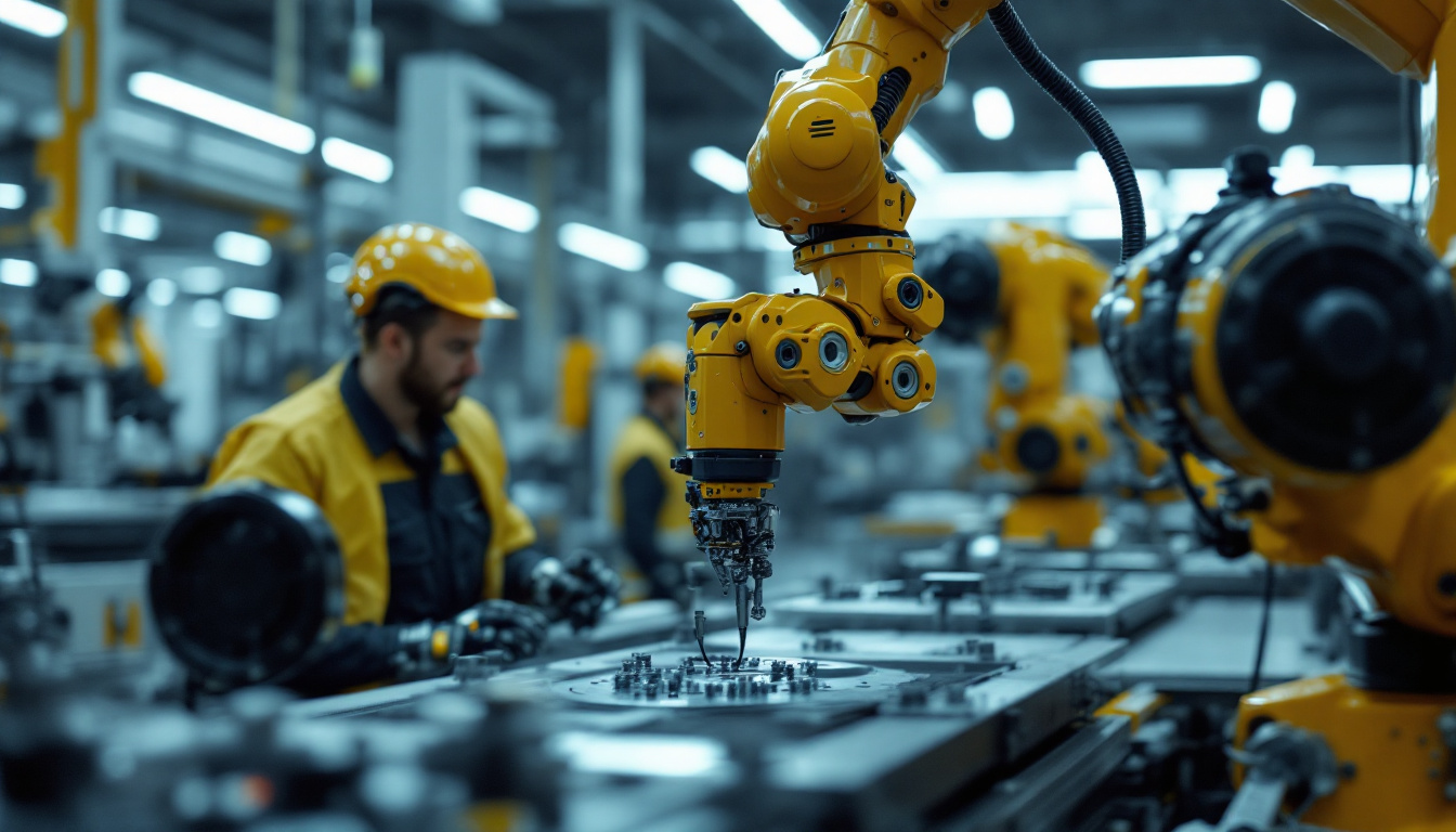 A photograph of a universal robot in action within an industrial setting