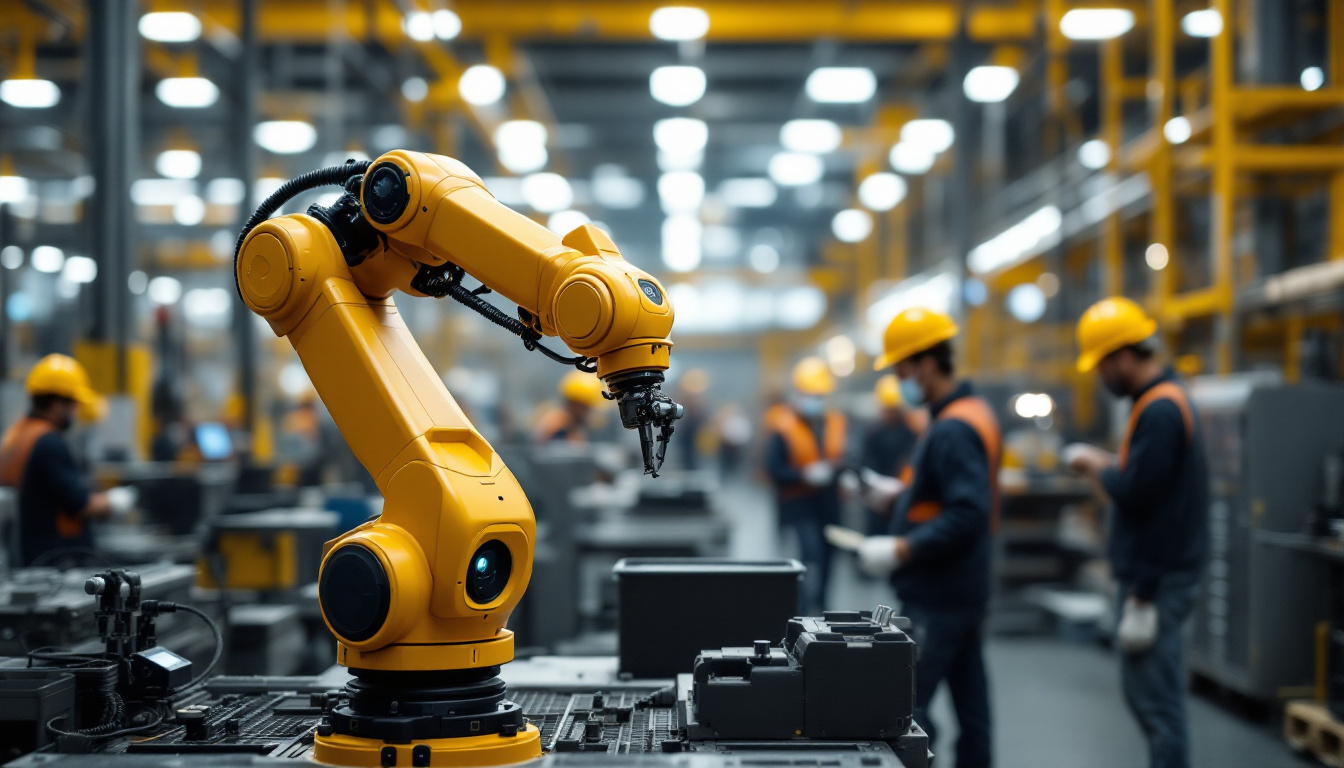 A photograph of a universal robot in action within an industrial setting
