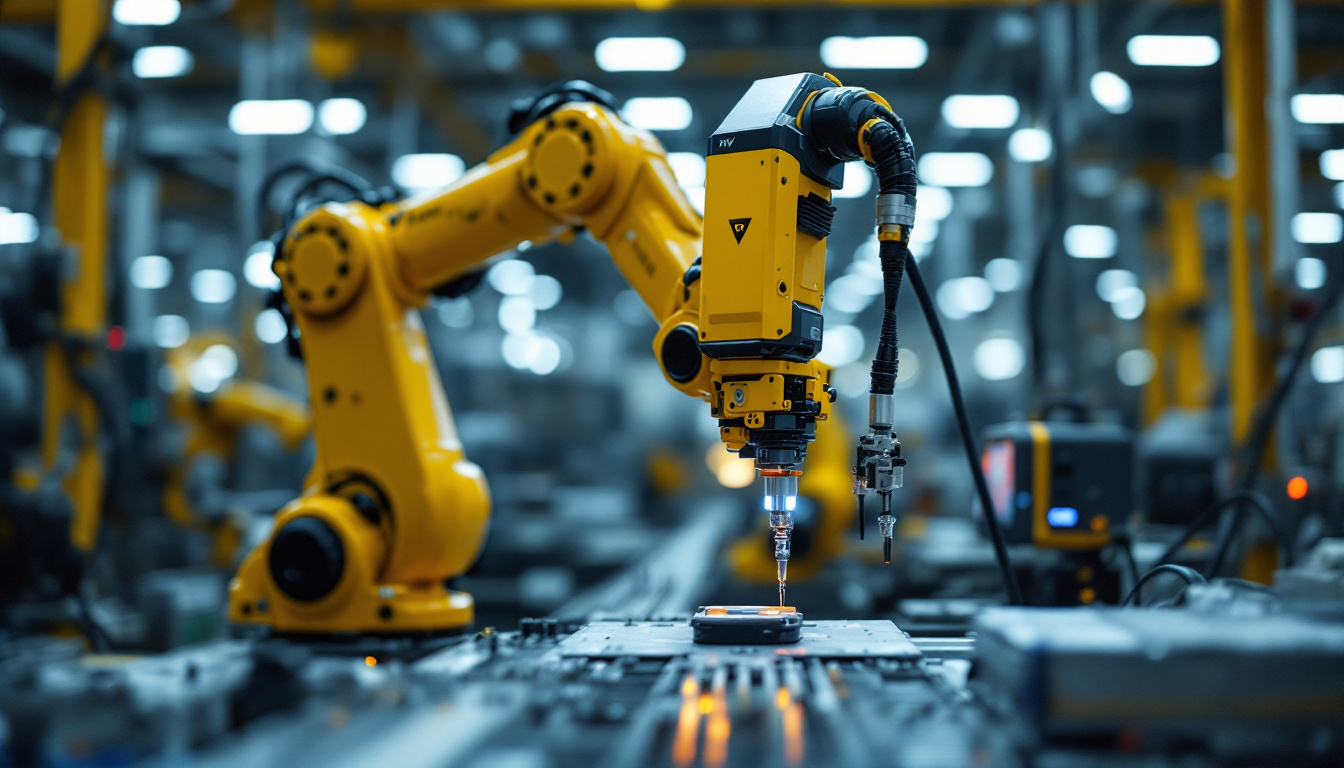 A photograph of capture a photograph of a universal robots novi industrial robot in action
