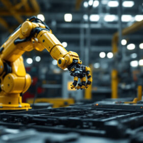 A photograph of a robotic arm in action