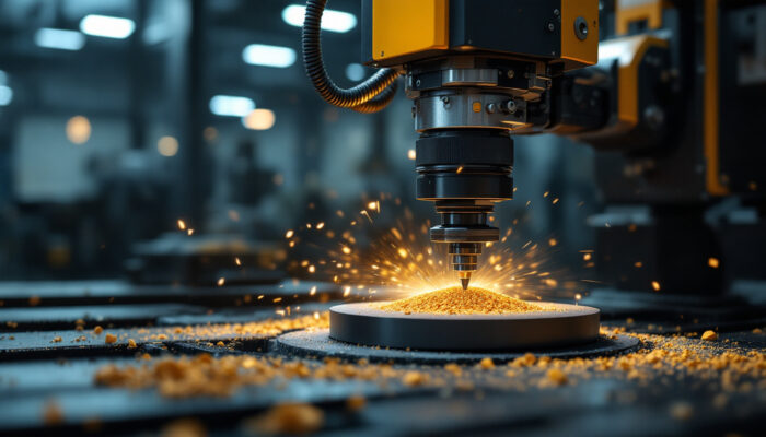 A photograph of a robotic milling machine in action