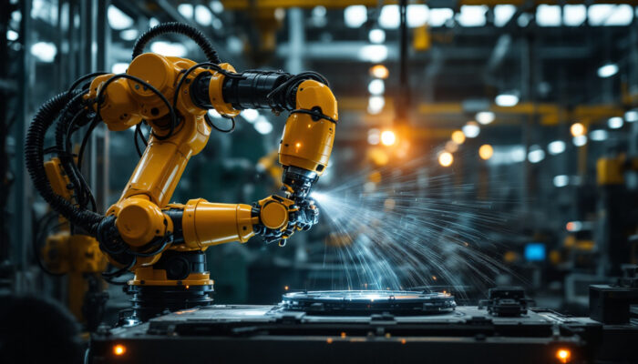 A photograph of a teleoperated robot in action within an industrial setting