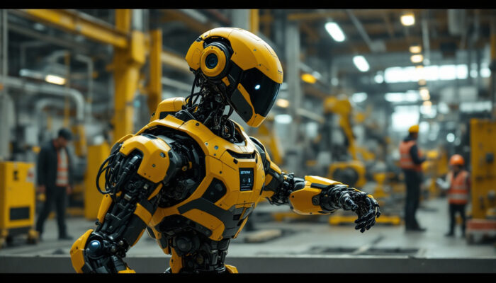 A photograph of a boston dynamics robot in action