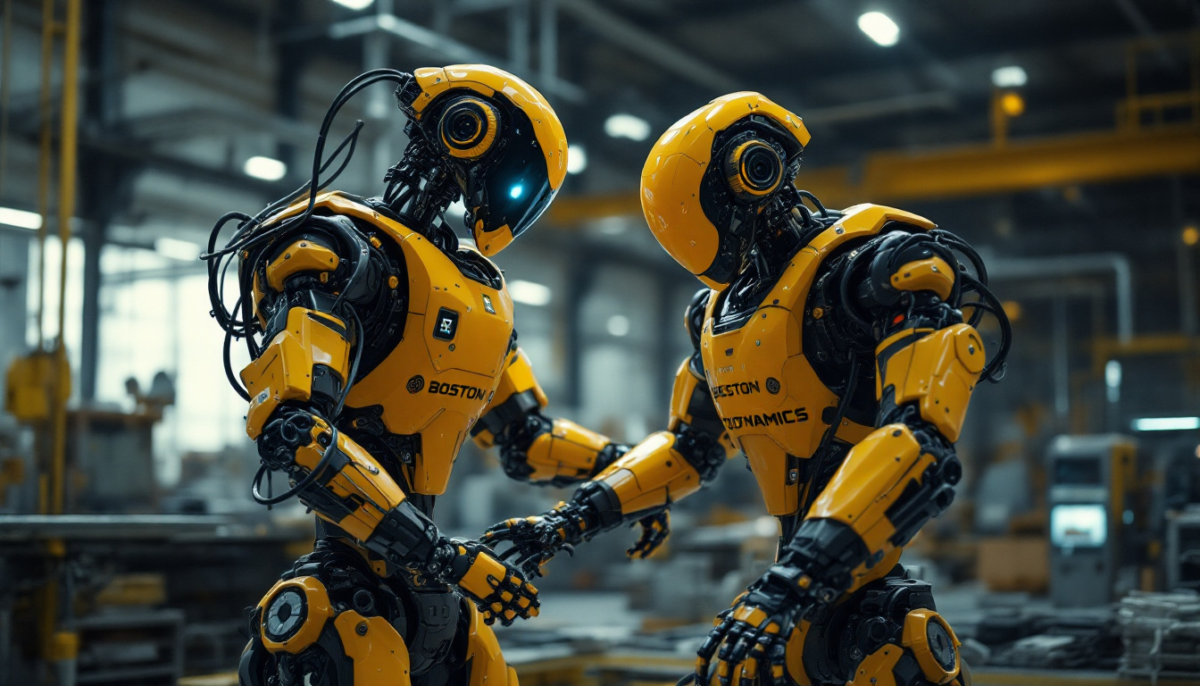 A photograph of a boston dynamics robot in action within an industrial setting