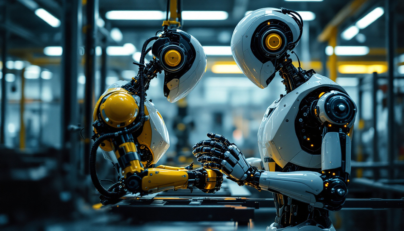 A photograph of a sleek industrial robot in action