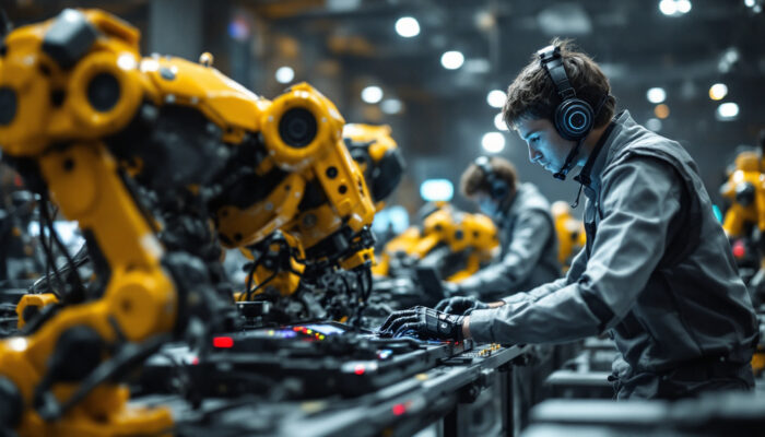 A photograph of a dynamic scene from the 2018 robotics competition