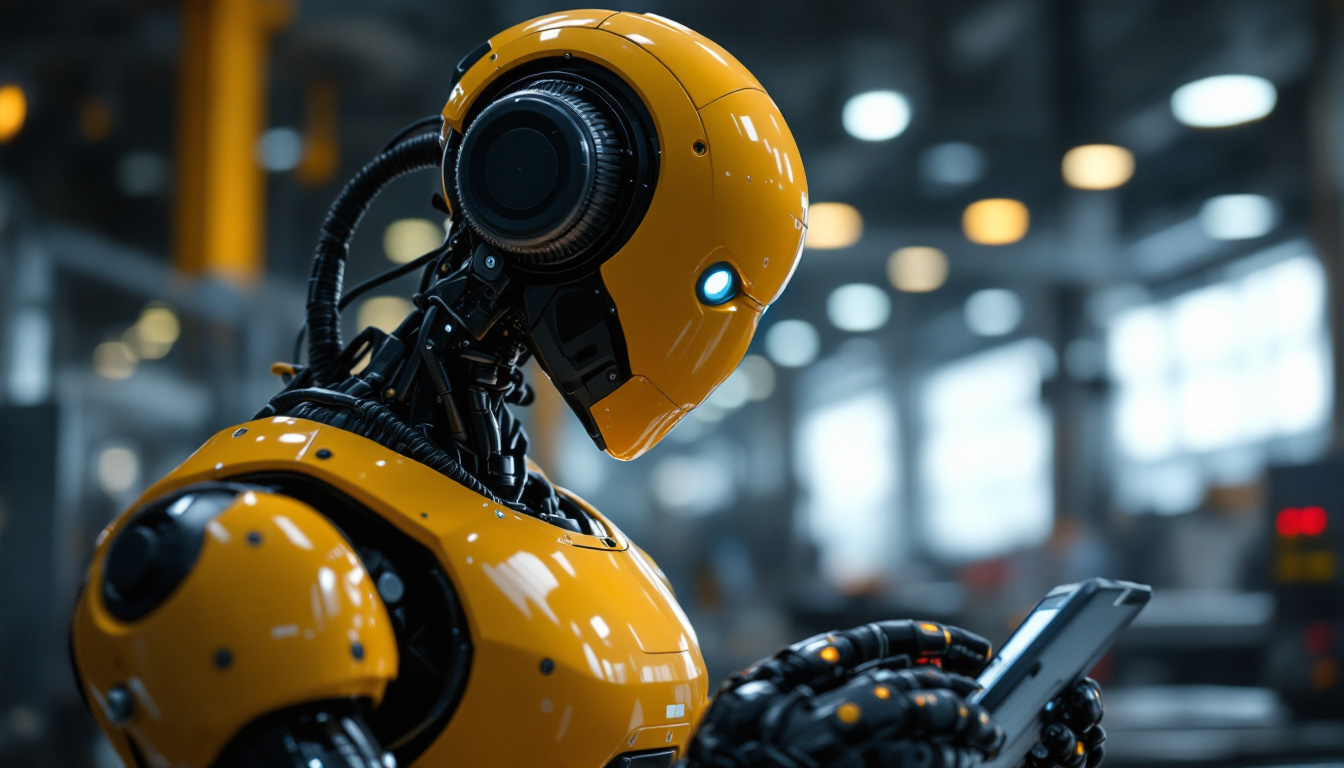 A photograph of a sleek industrial robot in action