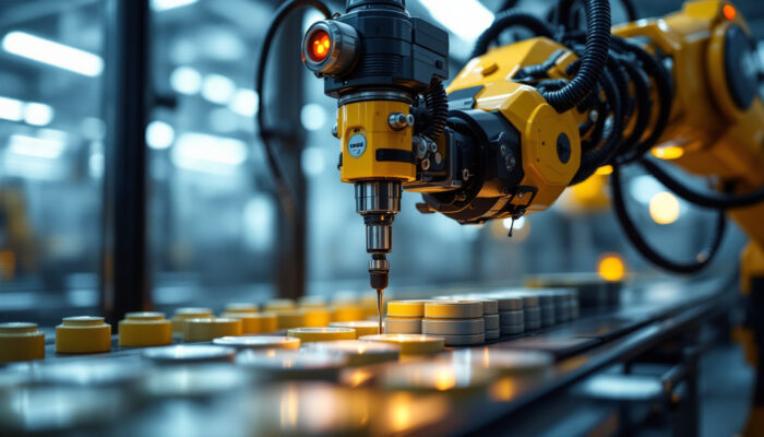 A photograph of a robotic arm in action