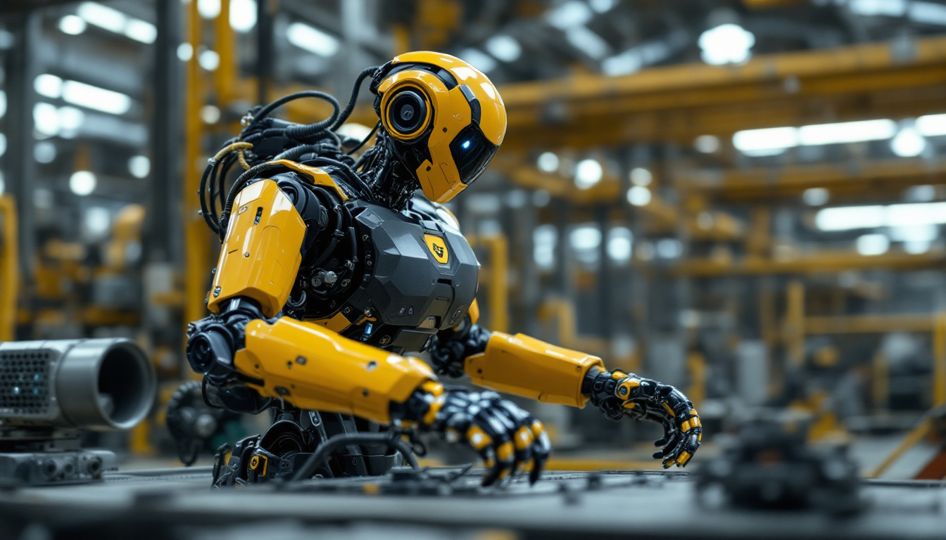 A photograph of a boston dynamics robot in action within an industrial setting