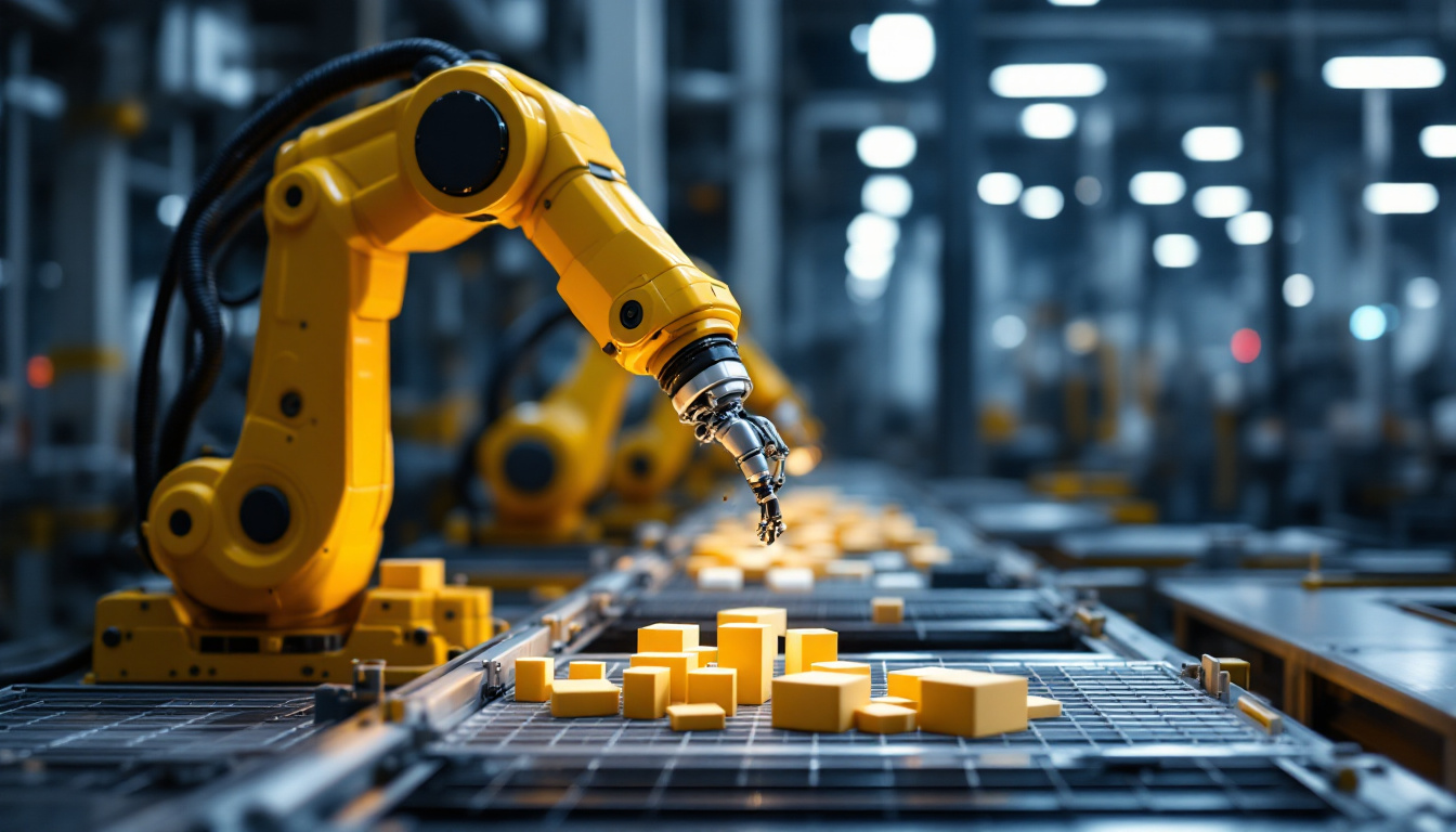 A photograph of a sleek industrial robotic arm in action