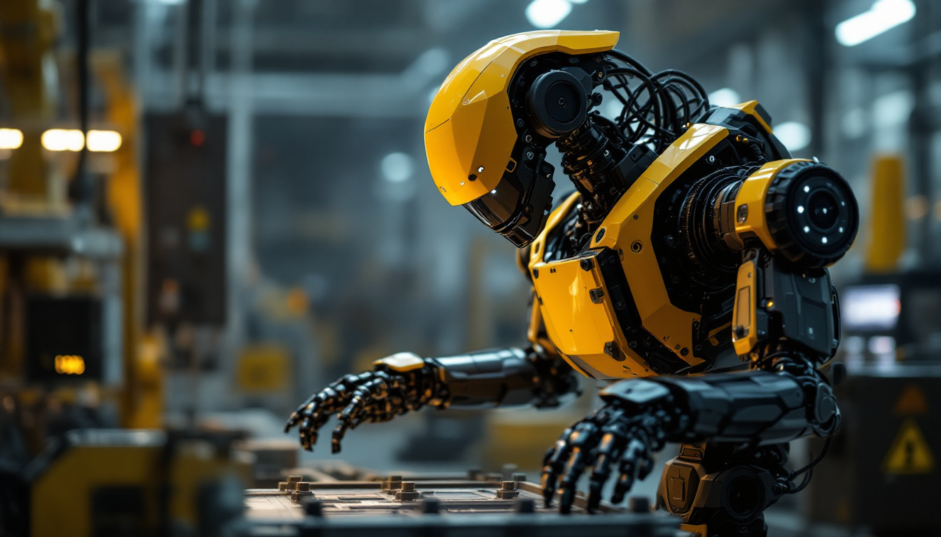 A photograph of a boston dynamics robot in action within an industrial setting