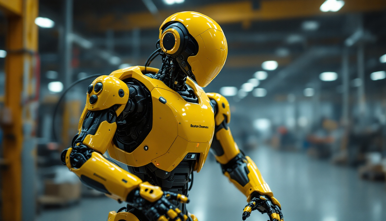A photograph of a boston dynamics robot in action within an industrial setting