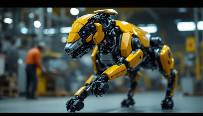 A photograph of capture a photograph of boston dynamics' robotic dog in action