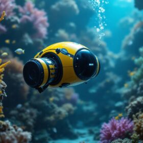 A photograph of a deep-sea robot in action