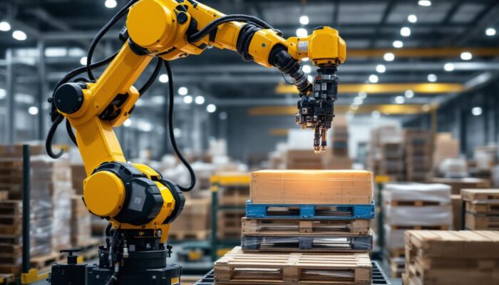 A photograph of a robotic arm in action