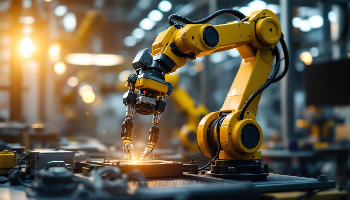 A photograph of a robotic arm manipulator in action within an industrial setting