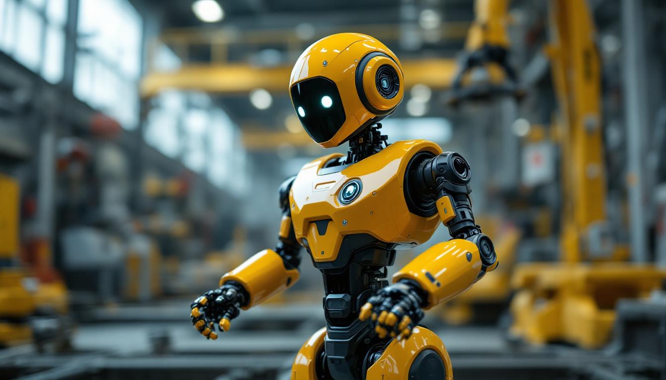 A photograph of a dash robot in a dynamic pose