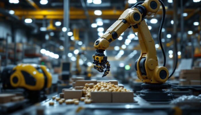 A photograph of a robotic arm in action