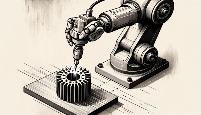 A robotic arm equipped with a deburring tool