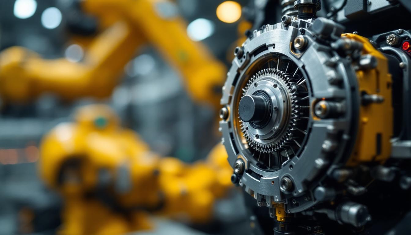 A photograph of a close-up of a high-precision industrial servo motor in action