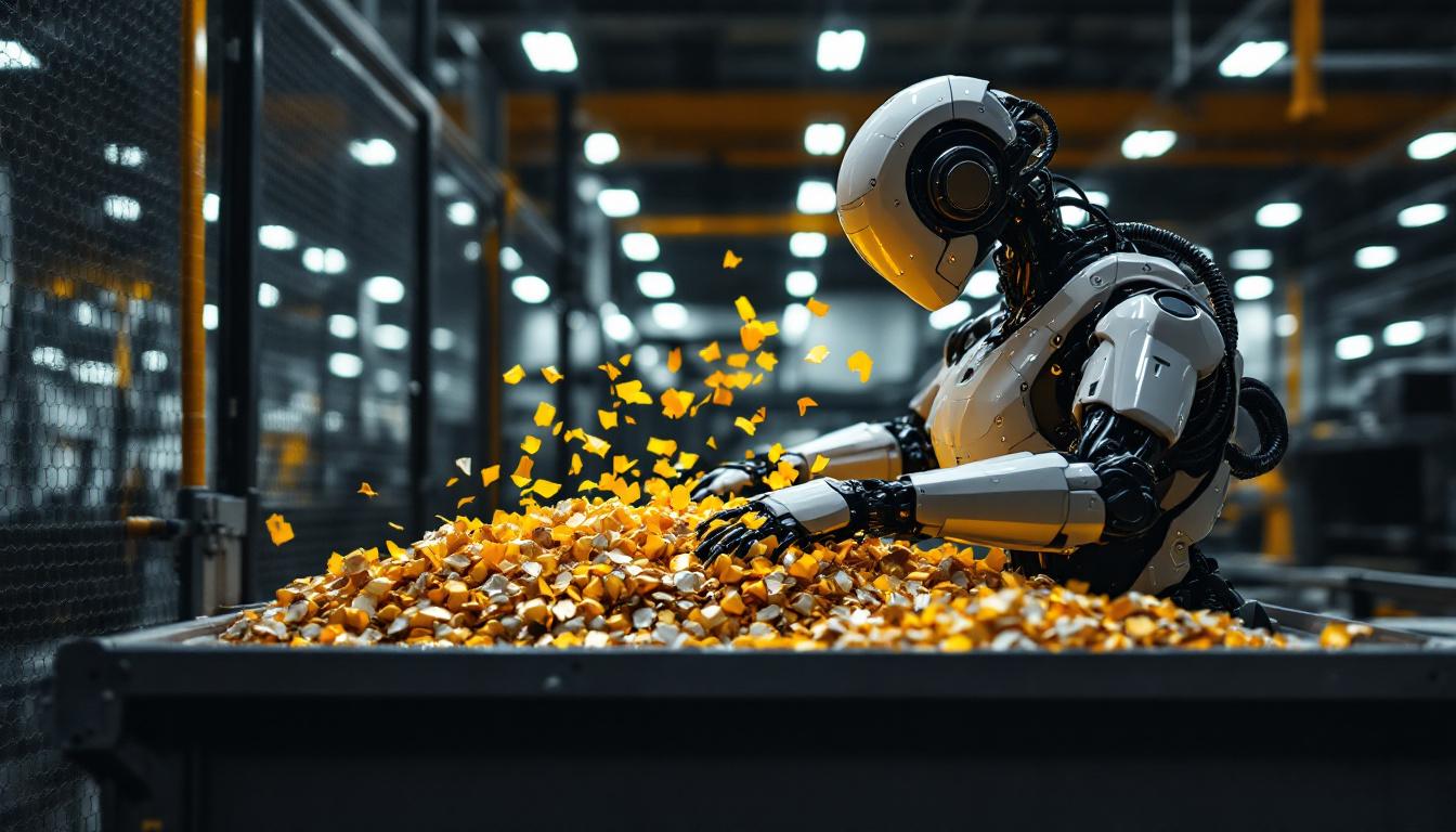 A photograph of a sleek industrial robot in action