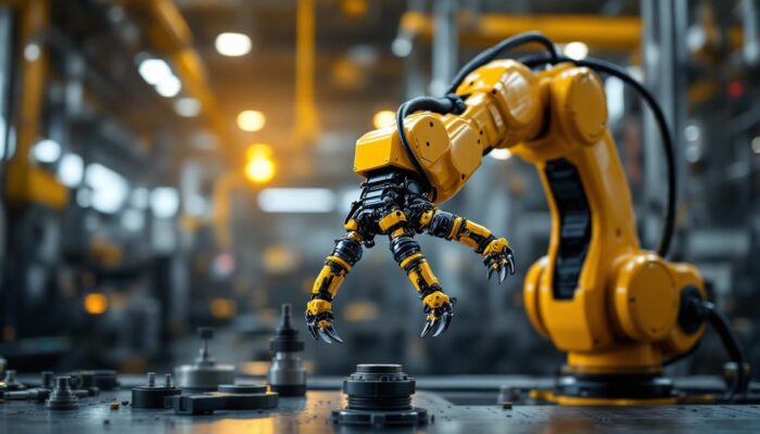 A photograph of a robotic arm in action