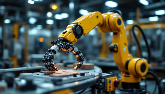 A photograph of a robotic arm equipped with a versatile gripper in an industrial setting