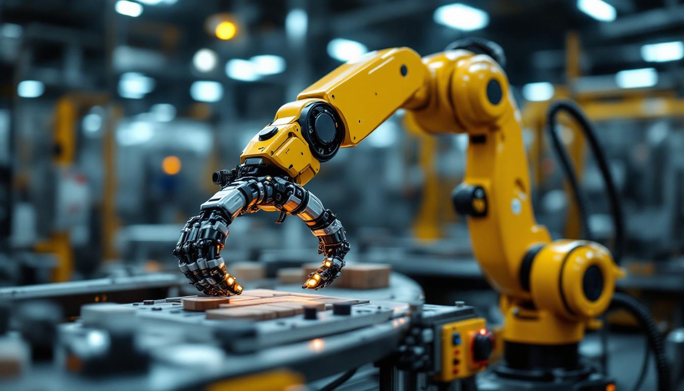 A photograph of a robotic arm equipped with a versatile gripper in an industrial setting