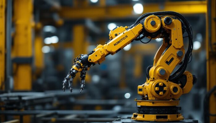 A photograph of a robotic arm in action