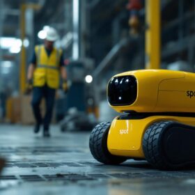 A photograph of a spot robot in action within an industrial setting