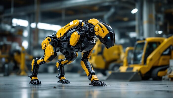 A photograph of a boston dynamics robot dog in action