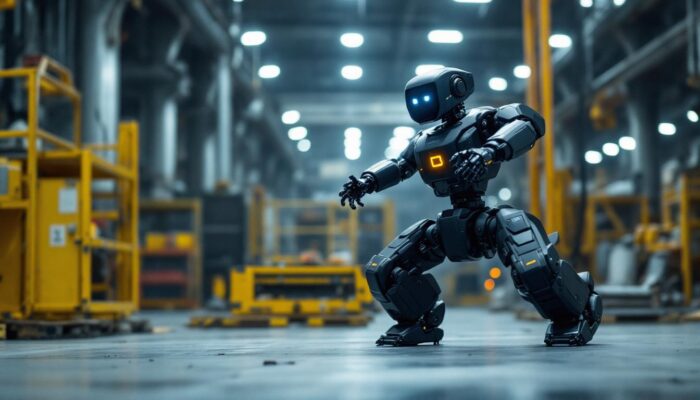 A photograph of capture a photograph of the boston dynamics electric atlas robot in action