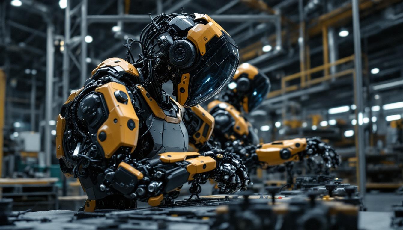 A photograph of a boston dynamics robot in action within an industrial setting