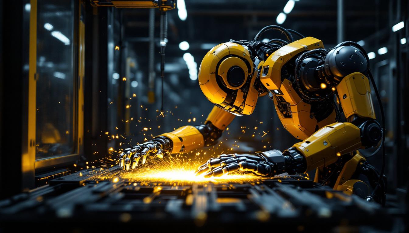 A photograph of a sophisticated industrial robot in action