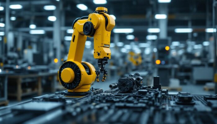 A photograph of a cnc robot in action within an industrial setting