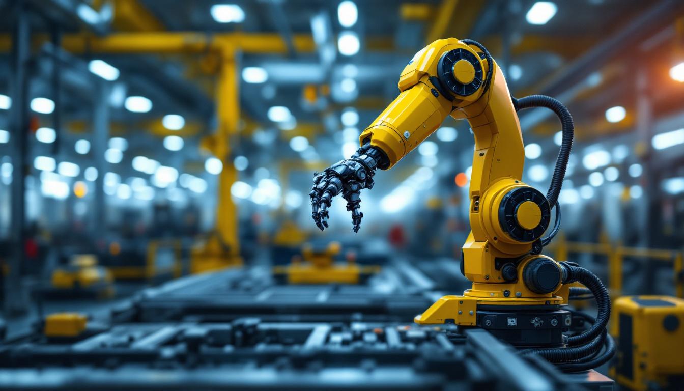 A photograph of a modern industrial robotic arm in action