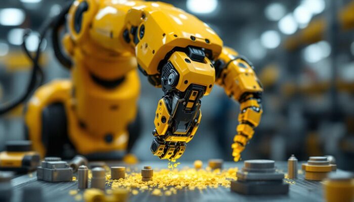 A photograph of a close-up of a robotic gripper in action