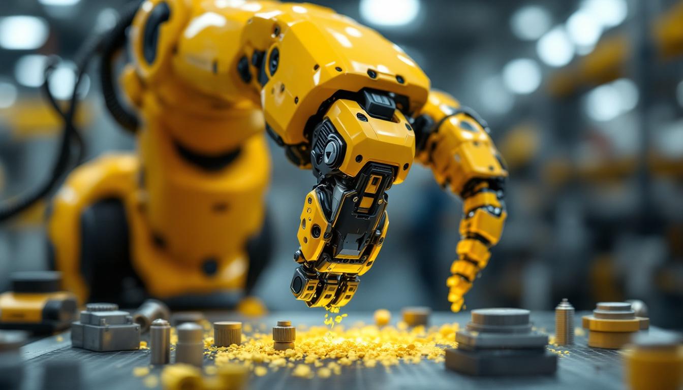 A photograph of a close-up of a robotic gripper in action