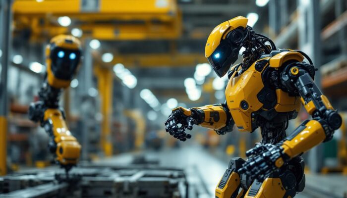 A photograph of a boston dynamics robot in action