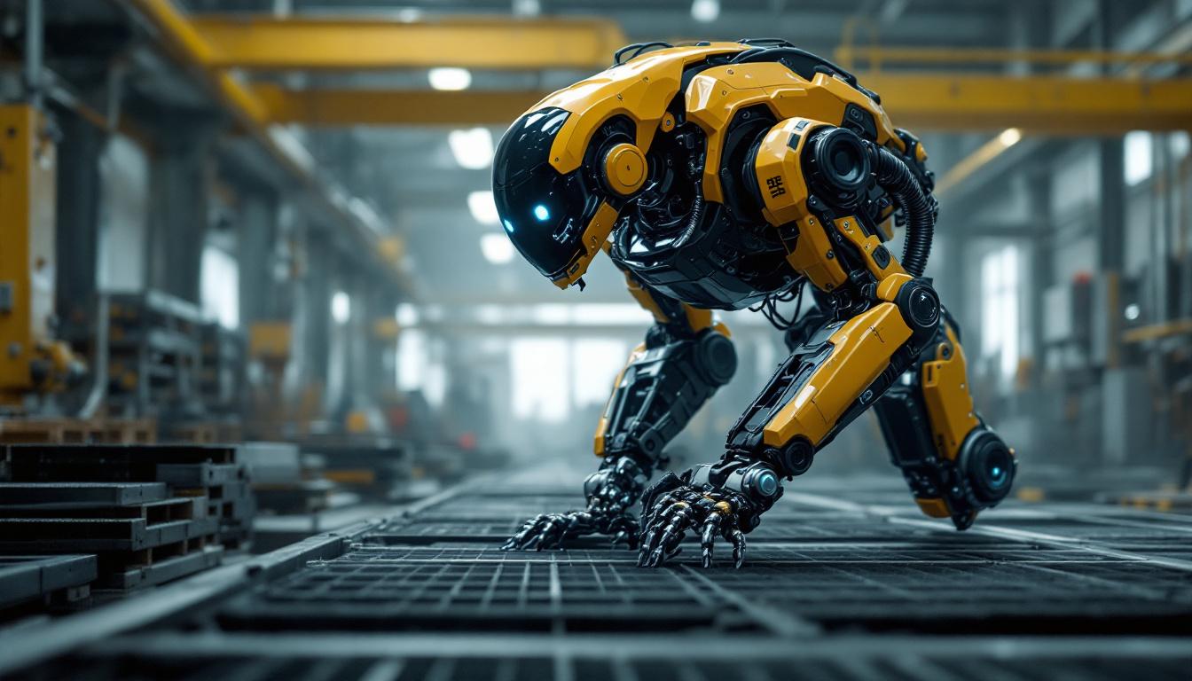A photograph of a boston dynamics robot in action within an industrial setting