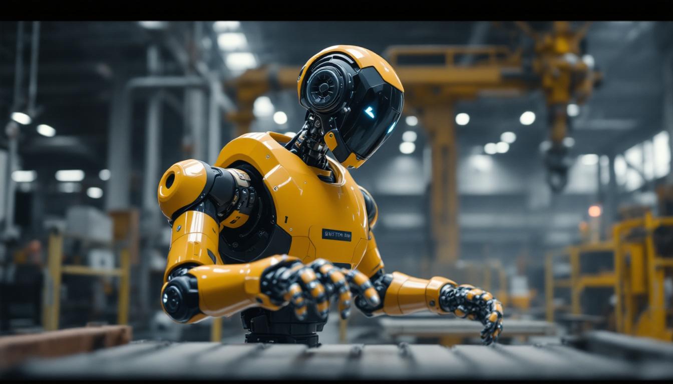 A photograph of a boston dynamics robot in action within an industrial setting