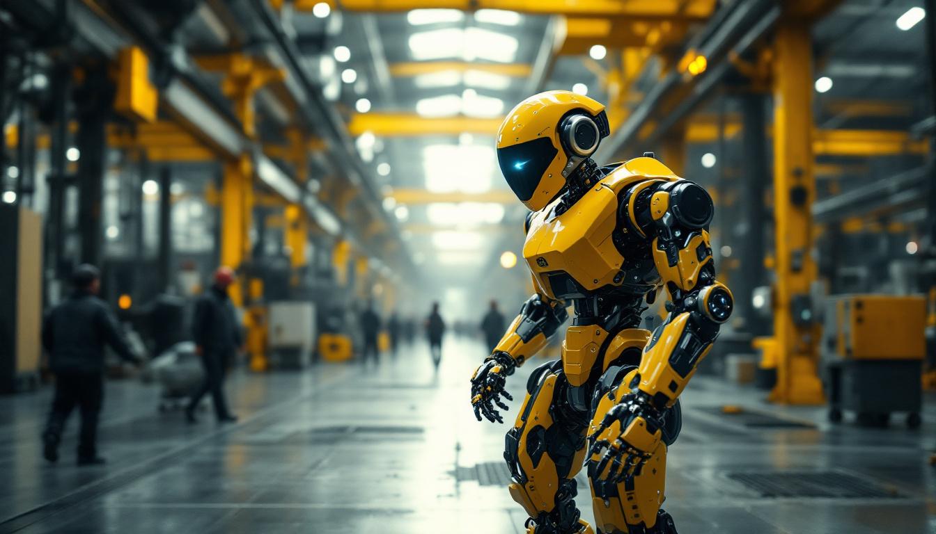 A photograph of a boston dynamics robot in action within an industrial setting