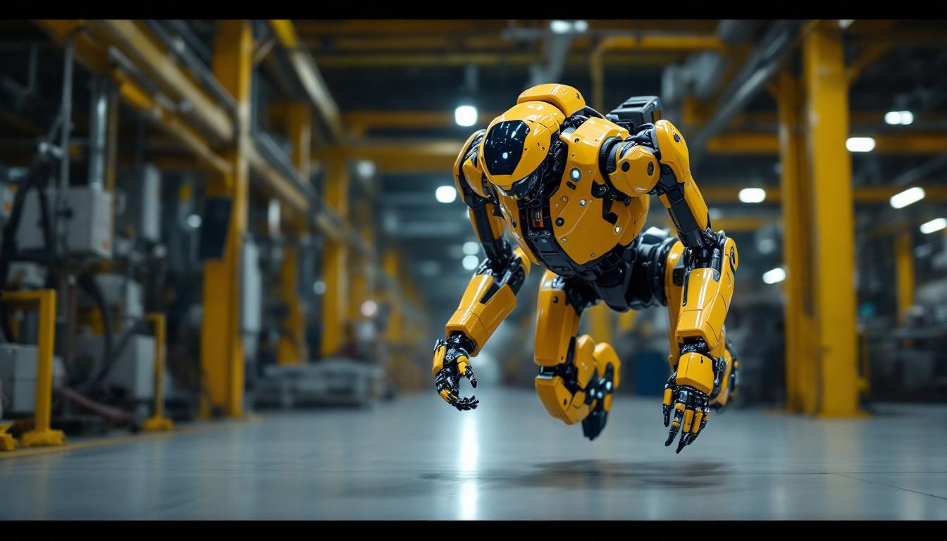 A photograph of a boston dynamics robot in action