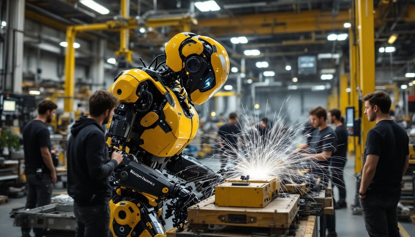 A photograph of a boston dynamics robot in action