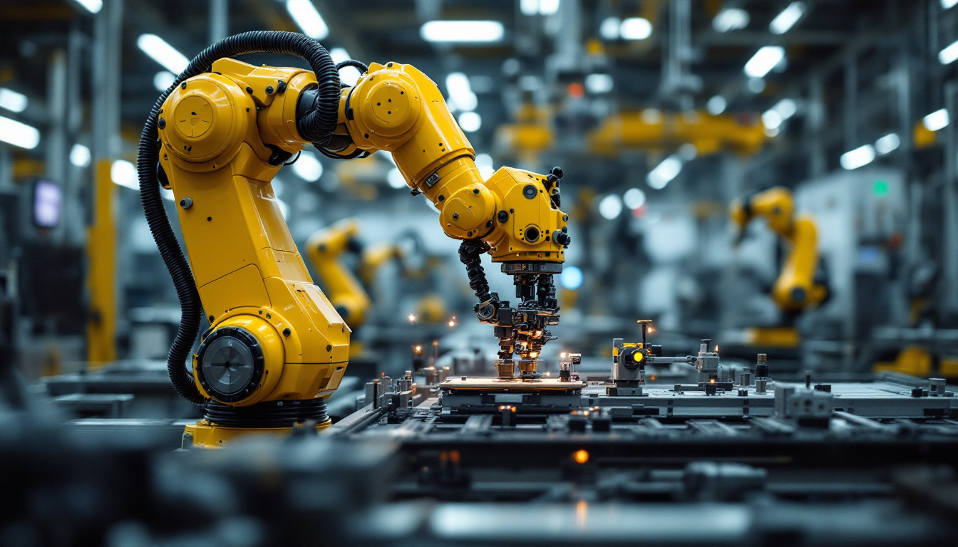A photograph of a kawasaki industrial robot in action within a manufacturing setting
