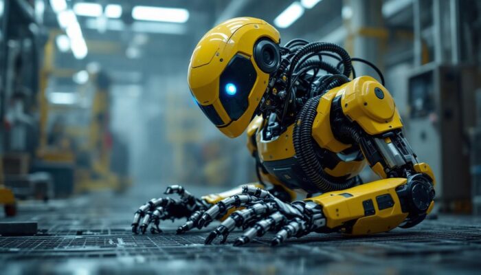 A photograph of a boston dynamics robot in action at their waltham