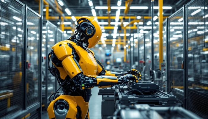 A photograph of a boston dynamics robot in action within a toyota manufacturing environment