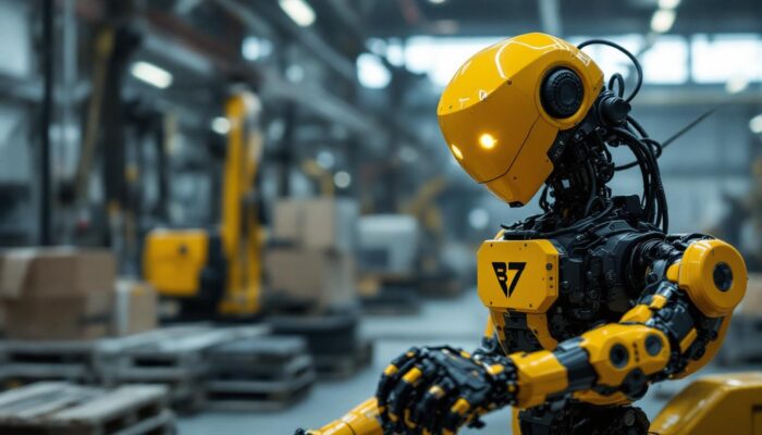 A photograph of a boston dynamics robot in action